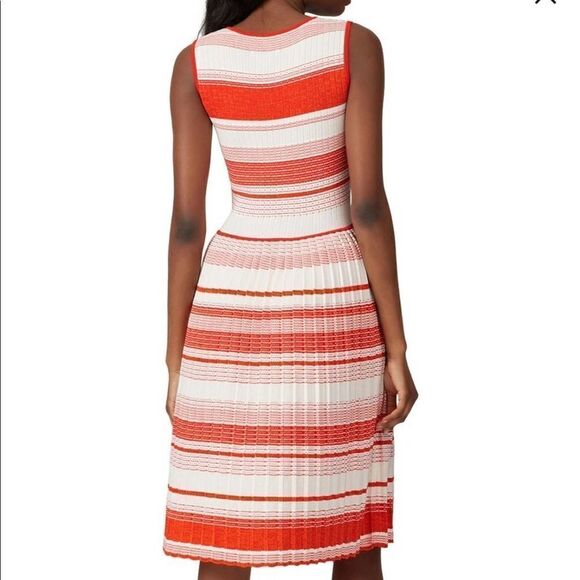 KATE SPADE Orange Pleated Striped Sweater Dress MEDIUM - Picture 5 of 9